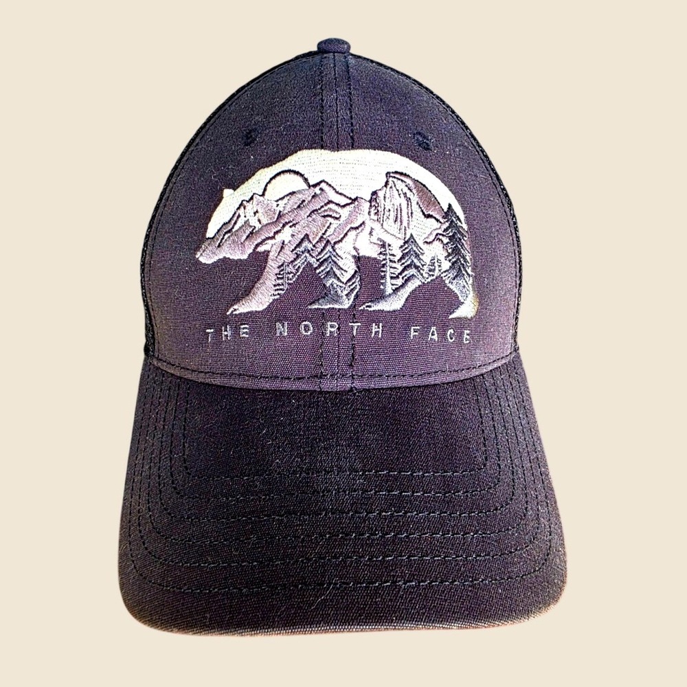 The North Face Bear Mountain Mudder Trucker Hat Black Mesh Snapback Cap One Size